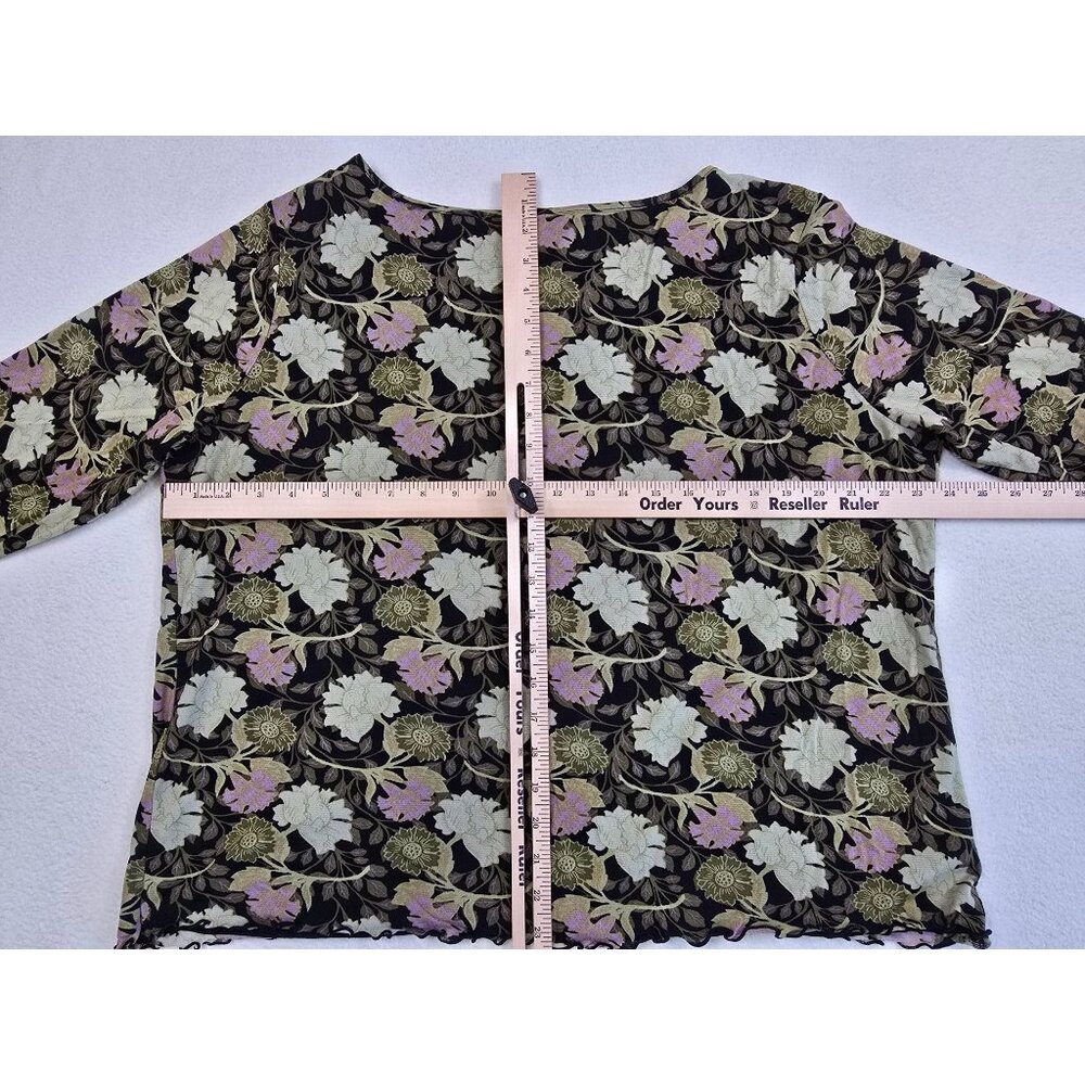 Apostrophe Woman Floral 3/4 Sleeve Top 20-22W Black Fairy Whimsigoth - Picture 3 of 3